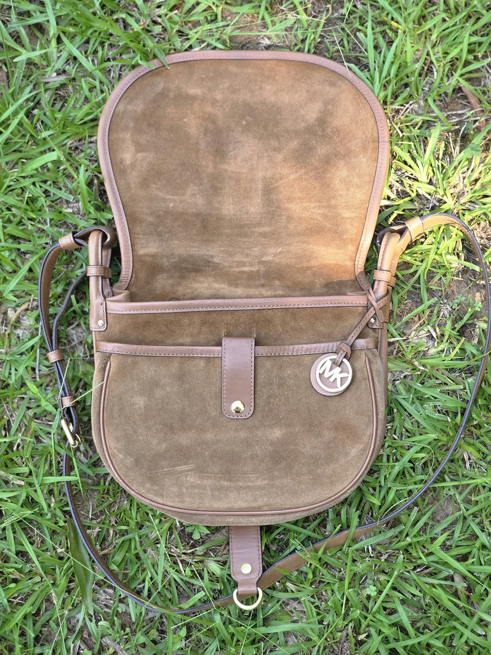 Michael Kors Jamie Suede Saddle Bag Crossbody